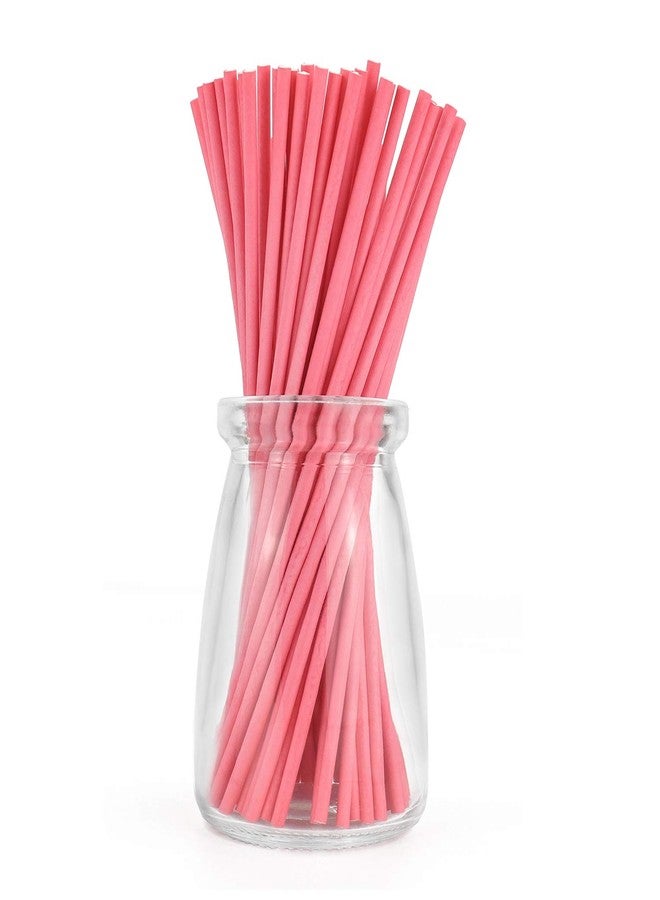 Bezall 100pcs Paper Lollipop Sucker Sticks for Cake Pops Candy, 6-Inch by 5/32-Inch (Pink) - Image 1
