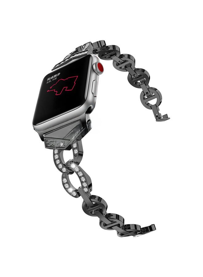 For Apple Watch10 Ultra2 Stainless Steel Strap For Apple Watch IWatch9 VO Diamond Chain-Color:2#Vo Black 38/40/41/s10 42mm  - Image 5