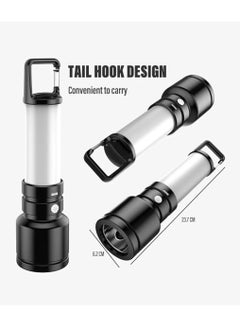 Yuwell 2Pcs Led Flashlight USB Rechargeable Torch Light Hanging Camping Lantern With Side Lamp Waterproof Outdoor Portable Light Flash Light Ideal for Camping Trekking And Outdoor Activities 4 Lighting Modes  - Image 2