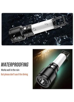 Yuwell 2Pcs Led Flashlight USB Rechargeable Torch Light Hanging Camping Lantern With Side Lamp Waterproof Outdoor Portable Light Flash Light Ideal for Camping Trekking And Outdoor Activities 4 Lighting Modes  - Image 5