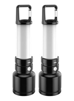Yuwell 2Pcs Led Flashlight USB Rechargeable Torch Light Hanging Camping Lantern With Side Lamp Waterproof Outdoor Portable Light Flash Light Ideal for Camping Trekking And Outdoor Activities 4 Lighting Modes  - Image 1