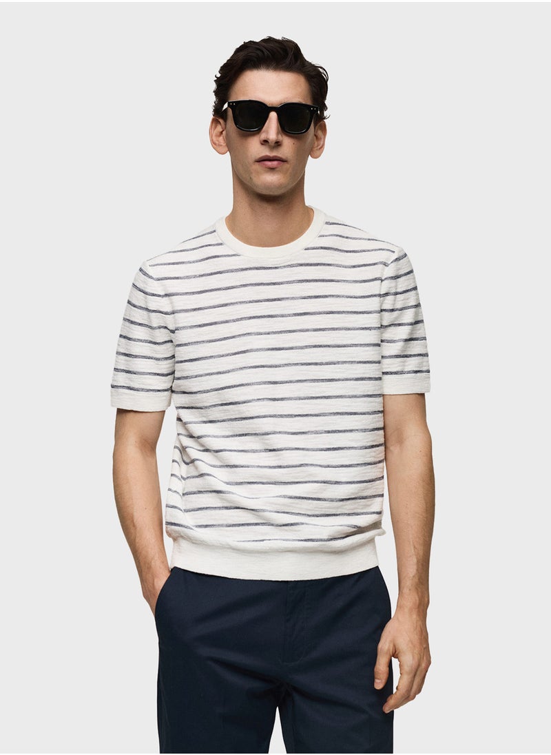 Mango Man - Stripe Crew Neck T-Shirt - Image 1