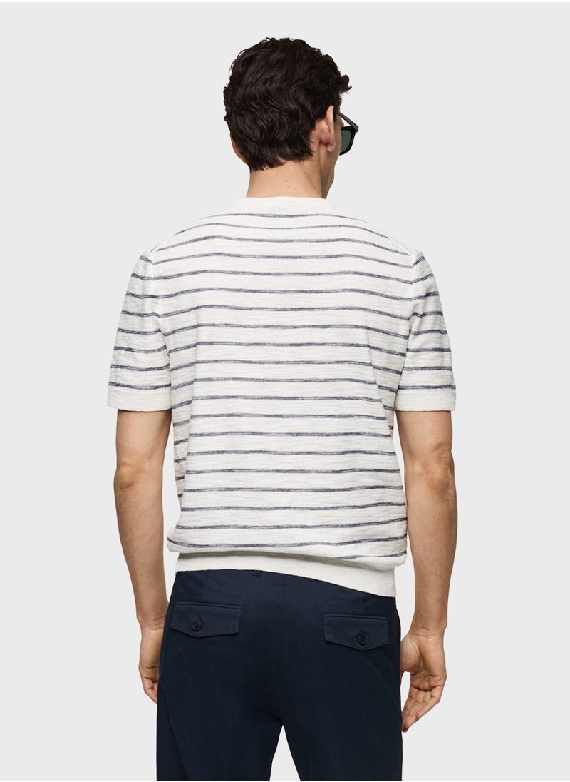 Mango Man - Stripe Crew Neck T-Shirt - Image 1