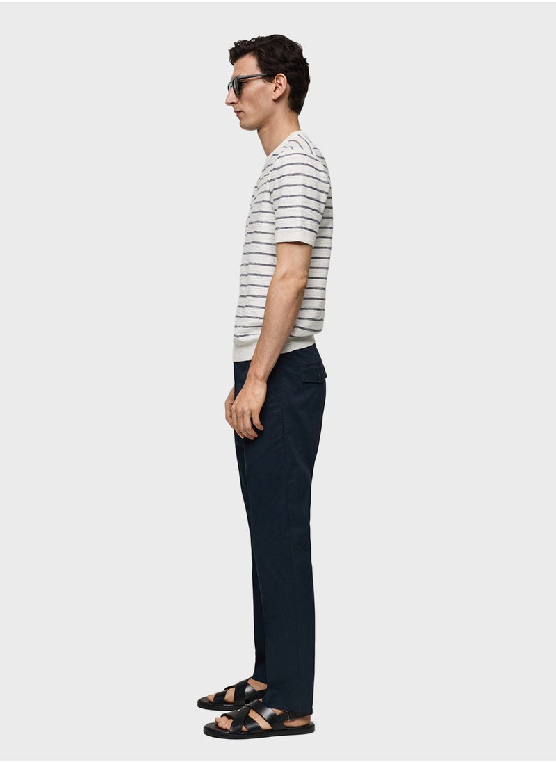 Mango Man - Stripe Crew Neck T-Shirt - Image 1
