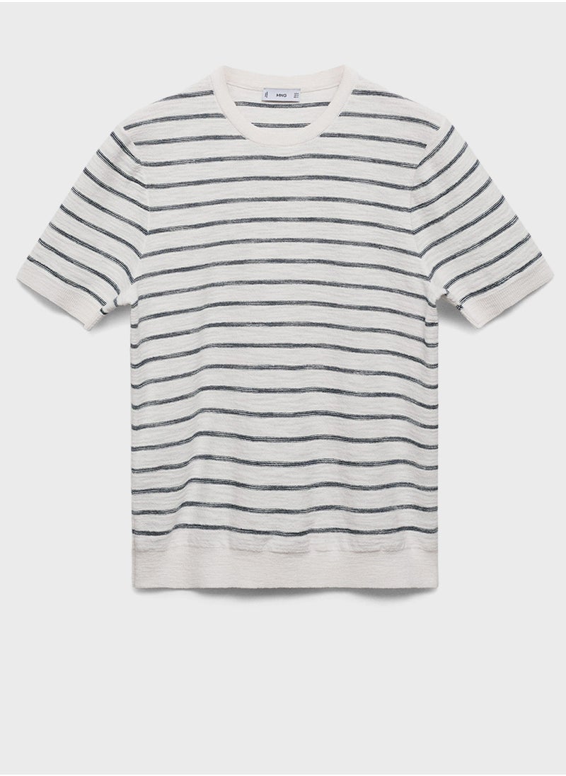 Mango Man - Stripe Crew Neck T-Shirt - Image 1