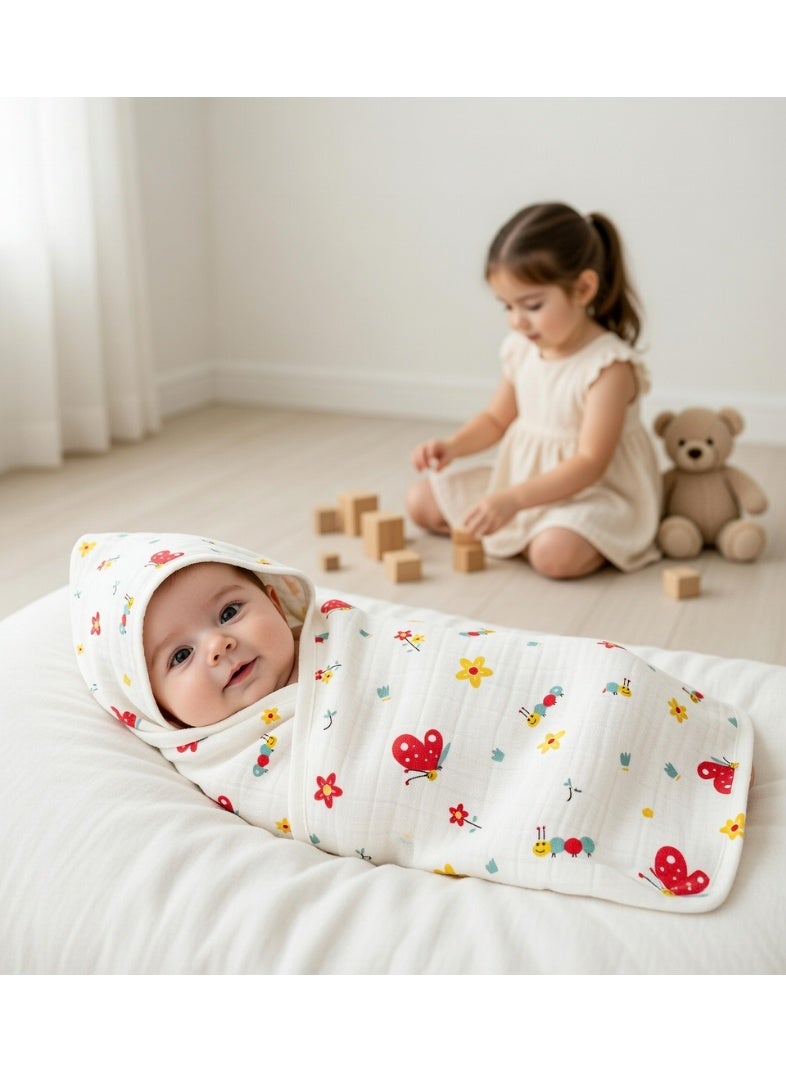 ميميز منشفة موسلين بغطاء رأس مزينة بفراشة - Image 3