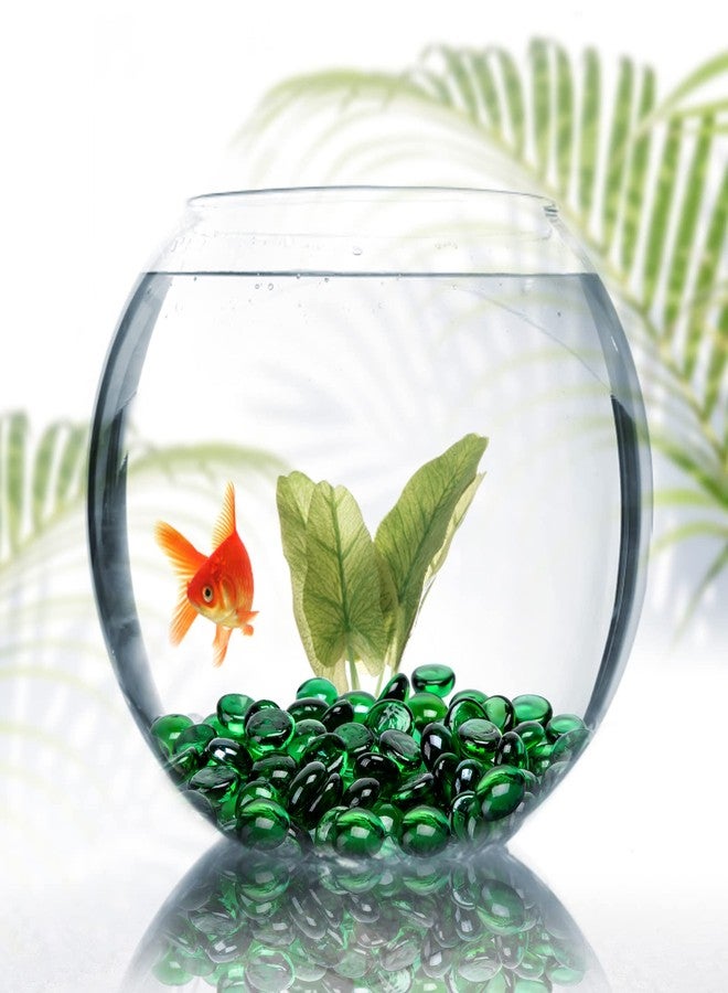 فيوتشر بلس كرات زجاجية من فيوتشر بلس، وزن 1 رطل، كرات زجاجية خضراء مسطحة عالية الجودة، أحجار كريمة ملونة، أحجار زجاجية زخرفية لأحواض السمك، أحجار زجاجية ناعمة مزخرفة بنقوش زهرية، مناسبة للمزهريات وأحواض السمك - Image 5
