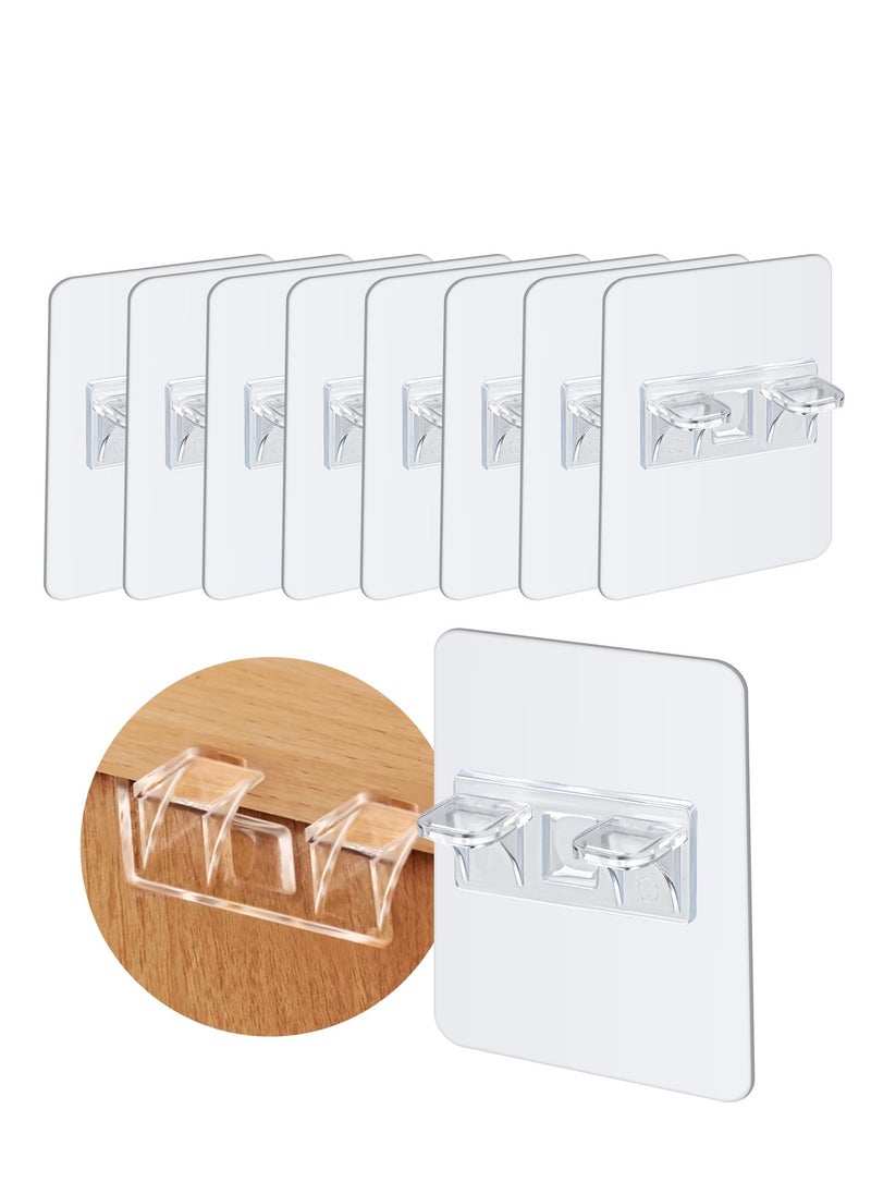 SYOSI Self-Adhesive Shelf Supports ,8 PCS Punch Free Shelf Support Brackets Transparent L-Shaped Shelf Support Racks Adhesive Shelf Bracket for Cabinets Shelves Closet Clapboard Kitchen  - Image 1