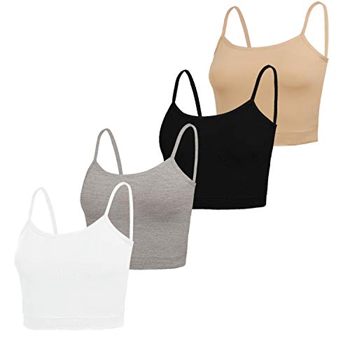 NEWITIN 4 Pack Spaghetti Strap Camisole Top Adjustable Strap Tank Crop Tops for Women Girls (M) - Image 2