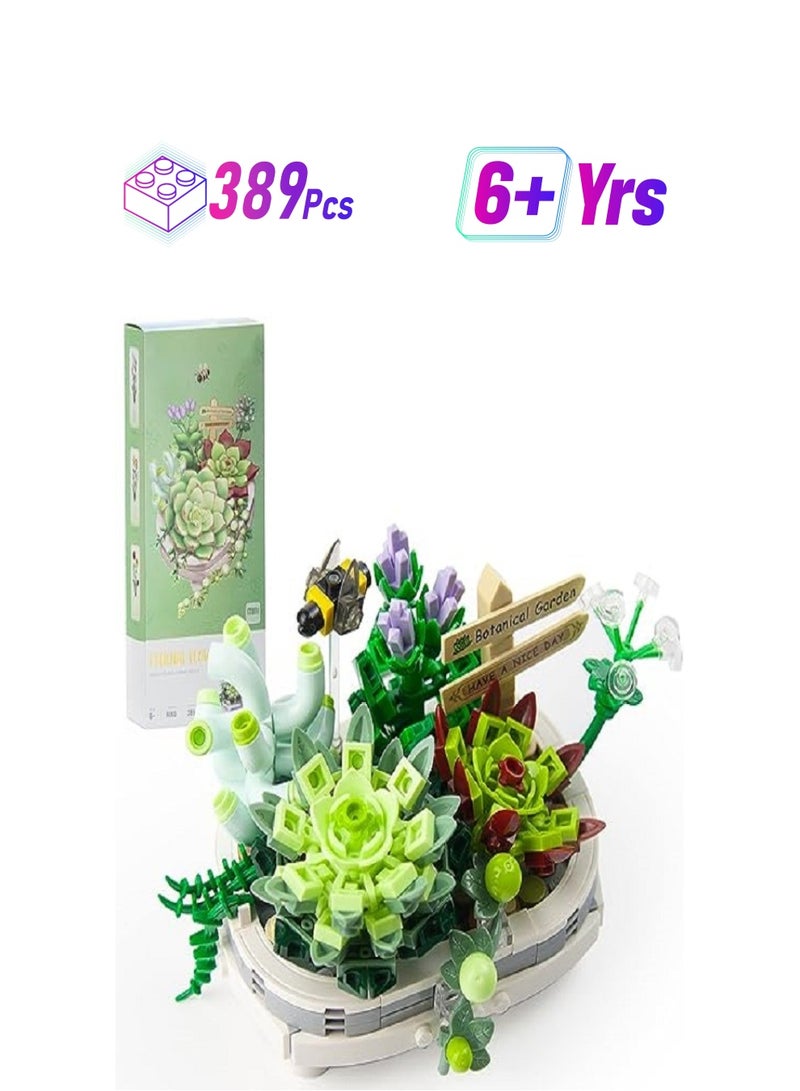 389 Pieces Of Plant And Flower Building Blocks, Bonsai Model Creativity DIY Simulation Artificial Plants Toy Home Decoration, Children's Party Supplies, Birthday Gifts - Image 1