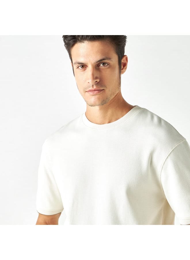 Iconic Iconic Solid Crew Neck T-shirt with Short Sleeves  - Image 3