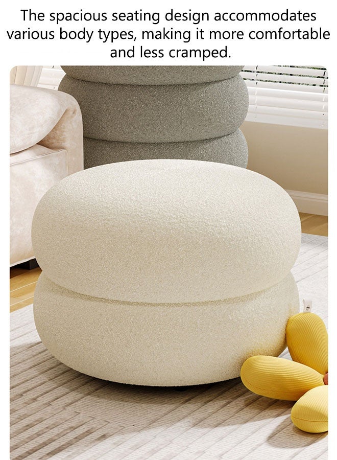 Footrest Ottoman,Four-Tiered Bench Living Room Stool With Lambswool Fabric Footrest Modern Accent Stool,,Stackable,Solid Wood,Living Room Bench With Padded Seat For Bedroom Hallway Entryway - Image 4