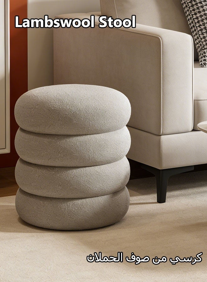 Lasola Footrest Ottoman,Fabric Vanity Chair,Four-Tiered Bench Living Room Stool With Lambswool Fabric Footrest Dressing Chair,Stackable,Solid Wood,Living Room Bench With Padded Seat For Bedroom Hallway Dressing Room kitchen dining room - Image 1
