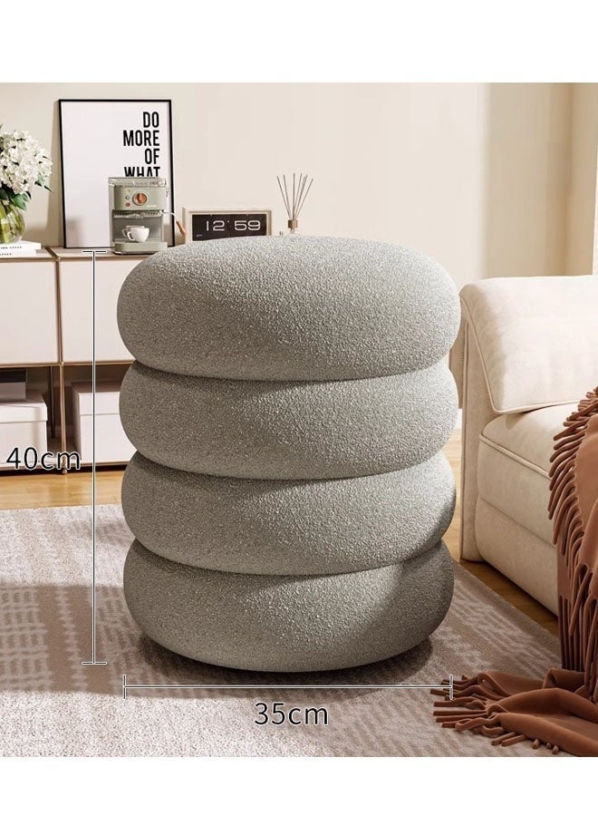 Lasola Footrest Ottoman,Fabric Vanity Chair,Four-Tiered Bench Living Room Stool With Lambswool Fabric Footrest Dressing Chair,Stackable,Solid Wood,Living Room Bench With Padded Seat For Bedroom Hallway Dressing Room kitchen dining room - Image 2