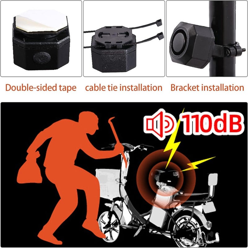 RUIZHI Bicycle Alarm System Bicycle Alarm Systems with Remote Control, Bicycle Alarm System USB-C Waterproof Motorcycle Bicycle Tracker, Bicycle Alarm Systems Rechargeable E Scooter Alarm System - Image 2
