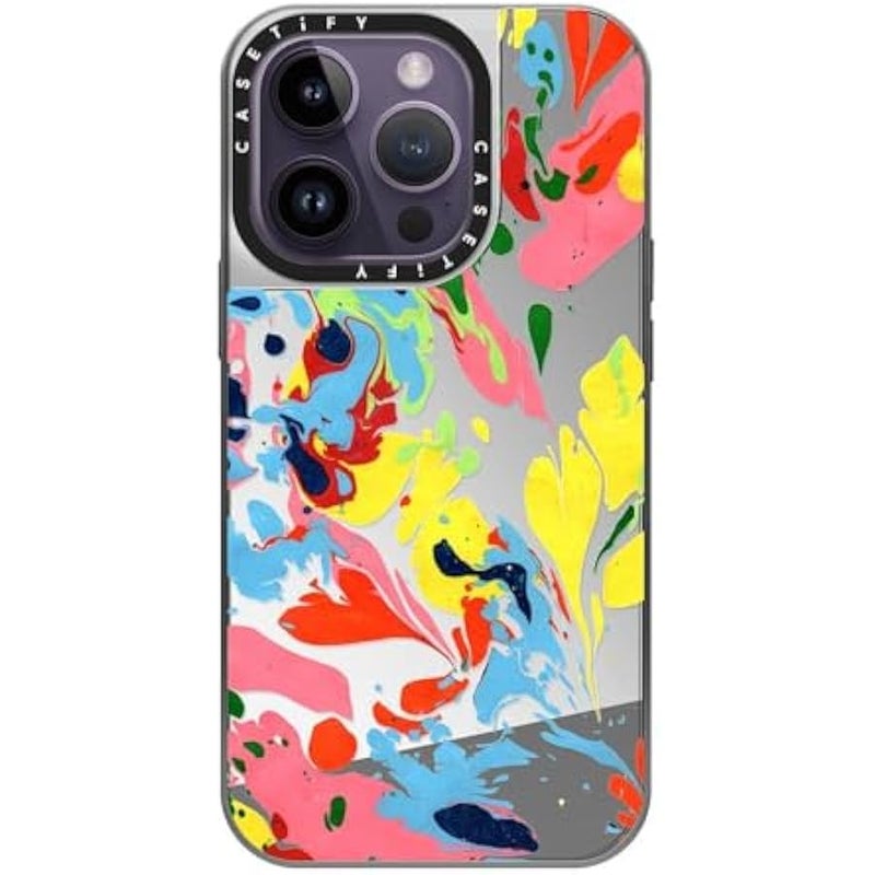 Casetify Mirror Case for iPhone 14 Pro 【Reflective / 4.9ft Drop Protection/Compatible with Magsafe】 - She's A Rainbow - Silver on Silver - Image 2