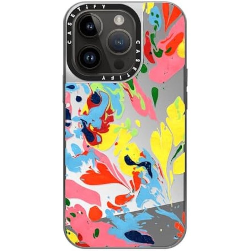 Casetify Mirror Case for iPhone 14 Pro 【Reflective / 4.9ft Drop Protection/Compatible with Magsafe】 - She's A Rainbow - Silver on Silver - Image 3