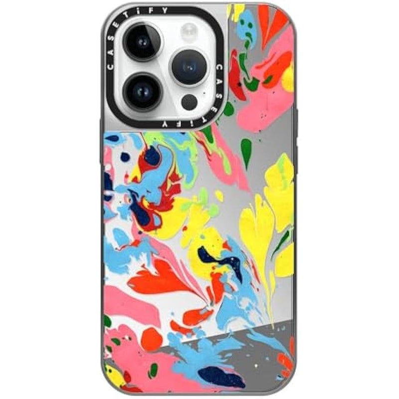 Casetify Mirror Case for iPhone 14 Pro 【Reflective / 4.9ft Drop Protection/Compatible with Magsafe】 - She's A Rainbow - Silver on Silver - Image 1