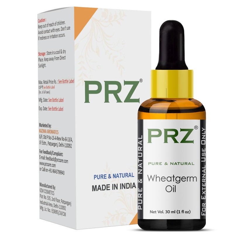 PRZ Wheat Germ Cold Pressed Carrier Oil - Pure Natural & Therapeutic Grade Oil for Aromatherapy Body Massage, Skin Care & Hair Care, 30 ml - Image 1