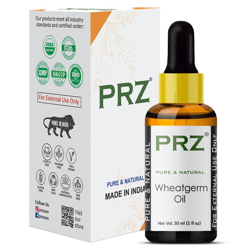 PRZ Wheat Germ Cold Pressed Carrier Oil - Pure Natural & Therapeutic Grade Oil for Aromatherapy Body Massage, Skin Care & Hair Care, 30 ml - Image 2
