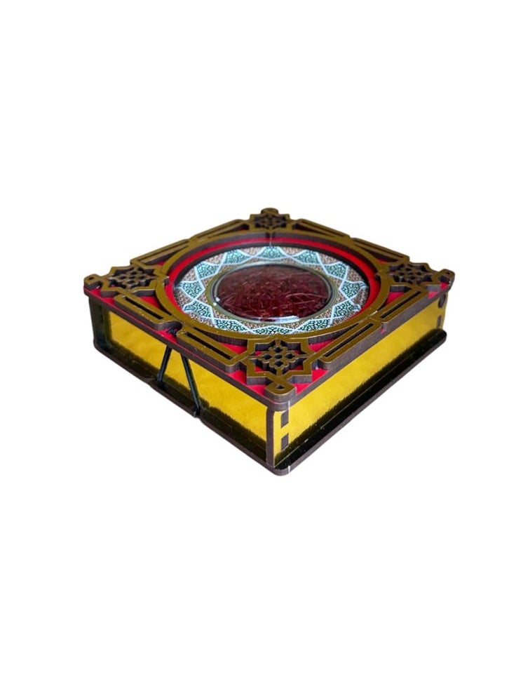 ZARCHIN Z11/Wooden Storage Box with Tin Container , 9x9x3cm , 1gm Super Negin Saffron  - Image 1