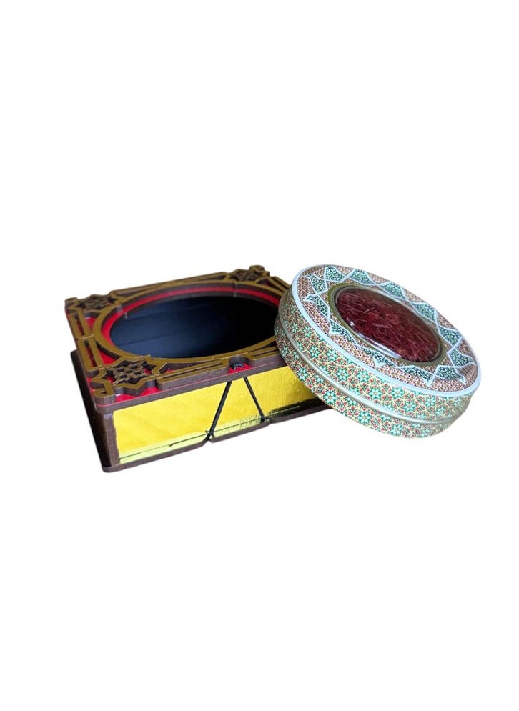 ZARCHIN Z11/Wooden Storage Box with Tin Container , 9x9x3cm , 1gm Super Negin Saffron  - Image 2
