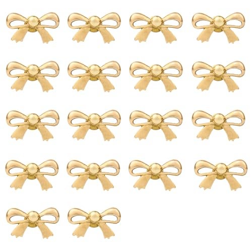 Indian-Shelf 18 Pieces Brass Gold Bow Drawer Knobs for Kitchen Cabinet Hardware Nursery Door Decorative Kids Dresser Knobs Pulls Premium Vintage - Image 1