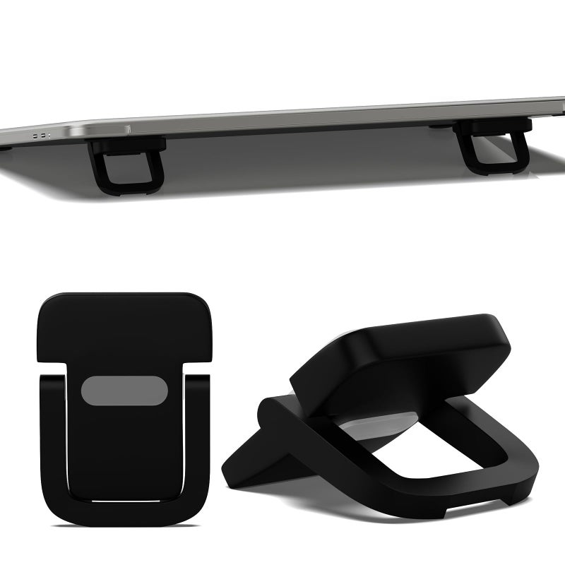 Notoke 2 PCS Portable Keyboard Riser, Adjustable Black Laptop Keyboard Stand with 2 Angle Settings and Self-Adhesive Foldable Feet, Mini Foldable Laptop Stand Riser Keyboards Lift for Most Keyboards - Image 1