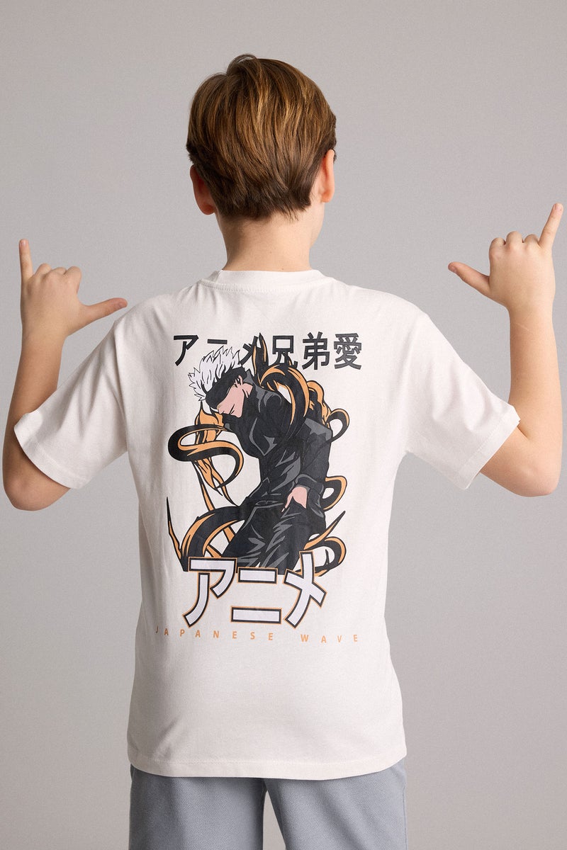 DeFacto Beige Boy New Regular Fit Printed Short Sleeve T-Shirt Casual - Image 1