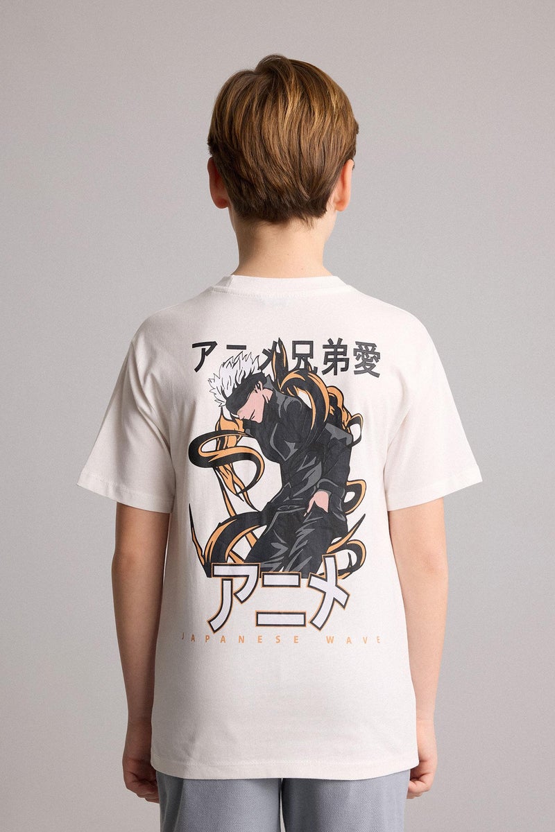 DeFacto Beige Boy New Regular Fit Printed Short Sleeve T-Shirt Casual - Image 5