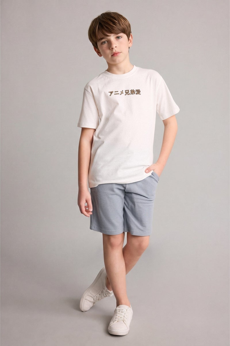DeFacto Beige Boy New Regular Fit Printed Short Sleeve T-Shirt Casual - Image 2