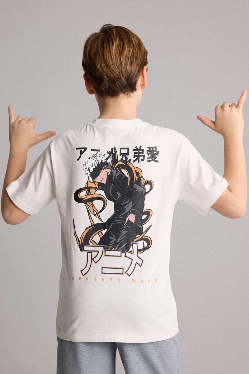 DeFacto Beige Boy New Regular Fit Printed Short Sleeve T-Shirt Casual - Image 1