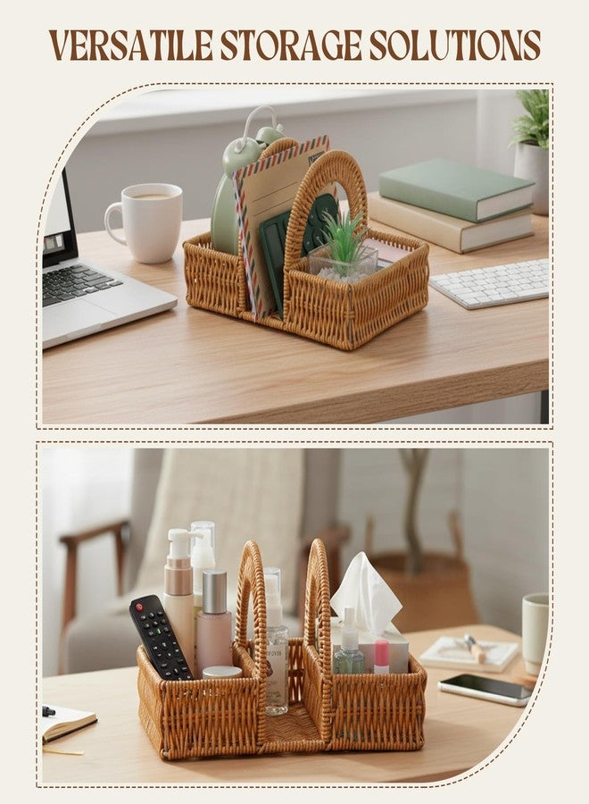 AceOrbit Boho Rattan Napkin Holder with Spice Rack Woven Dining Table Organizer for Napkins, Condiments Utensils Kitchen Counter Decor, Rustic Picnic Party Serving Caddy - Image 4
