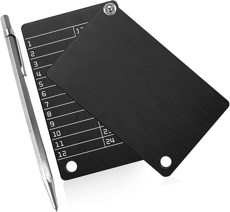 2 Piece Steel Cryptocurrency Wallet Set With Metal Engraving Pen For Secure Seed Phrase Storage - Image 2