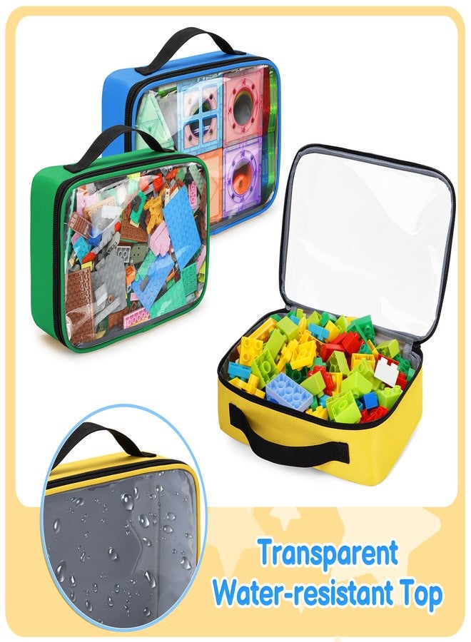 Rexmica 4 Packs Toy Storage Organizer Bag Compatible with Lego Building Bricks, Double Layer Toy Travel Case for Various Blocks, Magnetic Building Tiles, Board Game, Educational Math Game, Black - Image 4