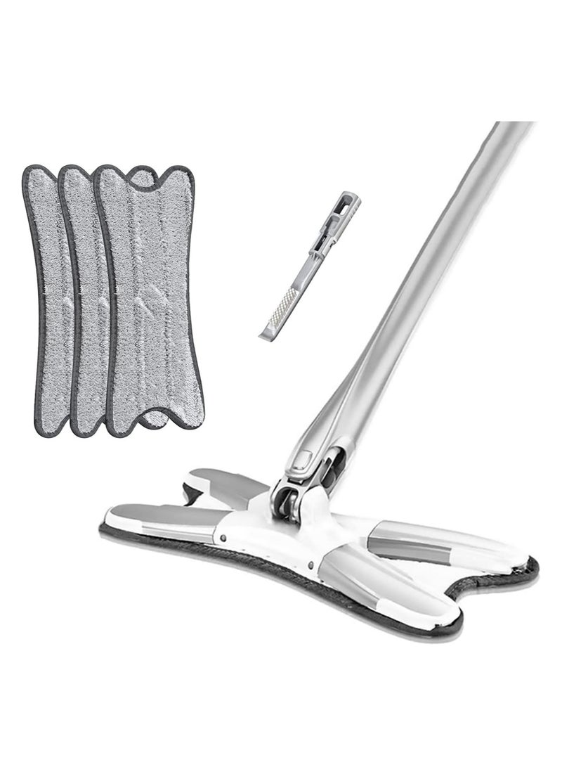 Washable flat mop without hand use, manual floor area (silver) - Image 1