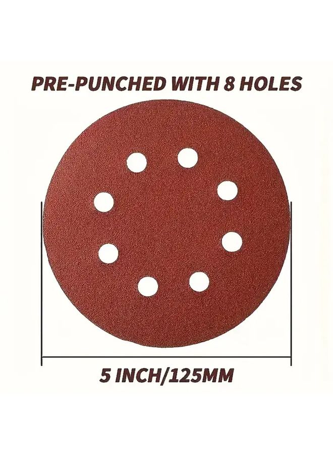 110 قطعة 5 بوصة 8 فتحات ورق صنفرة هوك حلقة 600 حبيبة مجموعة لطاحونة الأعمال الخشبية - Image 3