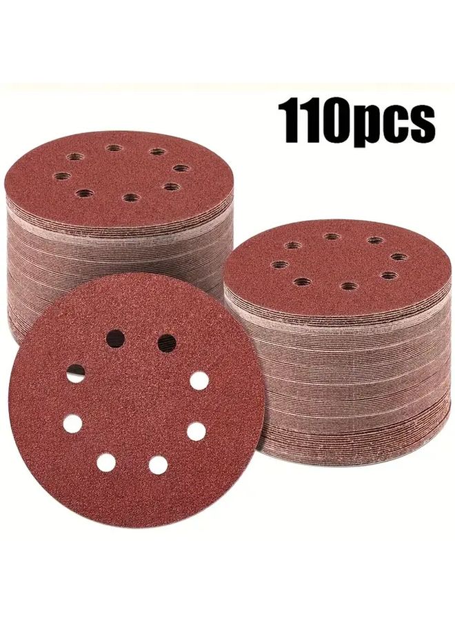 110 قطعة 5 بوصة 8 فتحات ورق صنفرة هوك حلقة 600 حبيبة مجموعة لطاحونة الأعمال الخشبية - Image 2