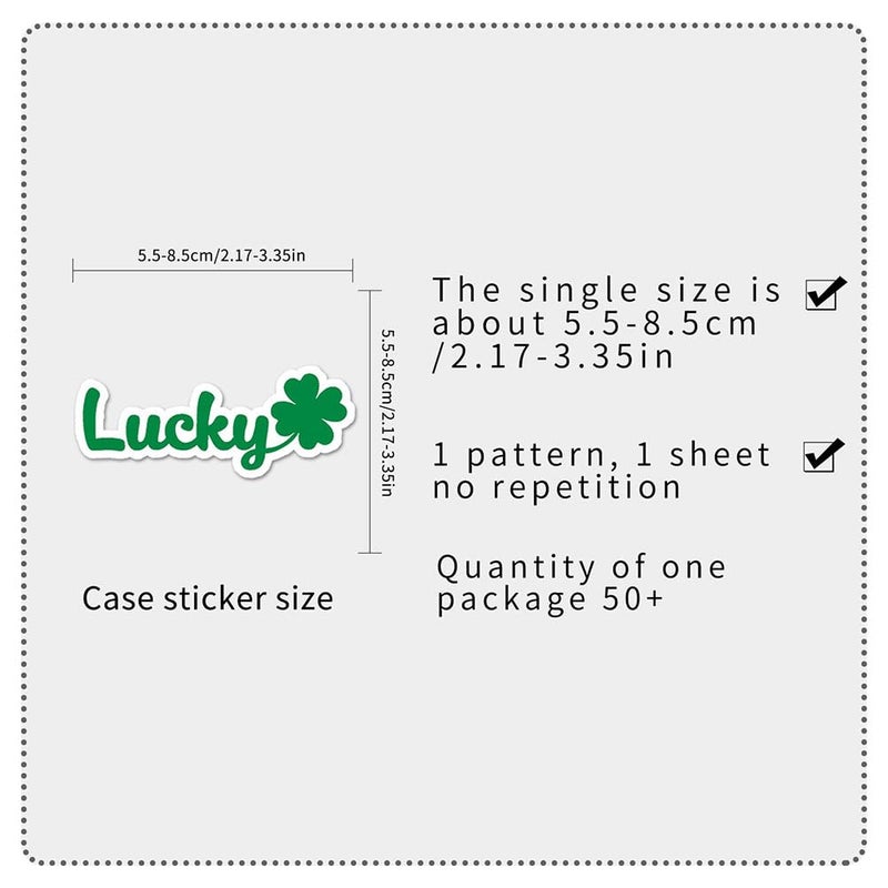 FUNWING Four Leaf Lucky Clover Stickers |50Pcs St Patricks Day Theme Waterproof Vinyl Decals for Water Bottles Bicycle Laptop Refrigerator Luggage Computer Mobile Phone Skateboard Bike - Image 5