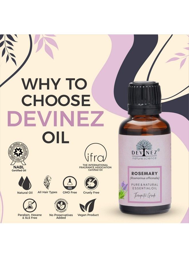 Devinez Rosemary Essential Oil 15Ml In Glass Bottle 100% Pure Natural Undiluted & Therapeutic Grade Natural Relaxant Skin Care Aromatherapy Hair Conditioner - Image 3