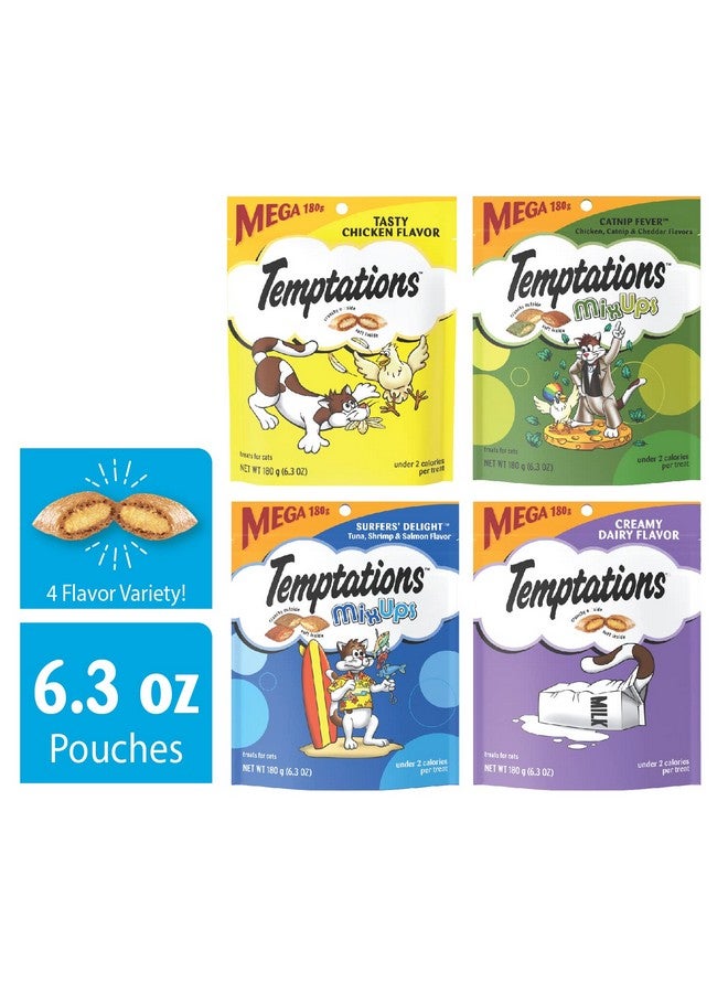 Temptations Classics and MixUps Crunchy and Soft Cat Treats Variety Mega Pack, (4) 6.3 oz. Pouches - Image 2