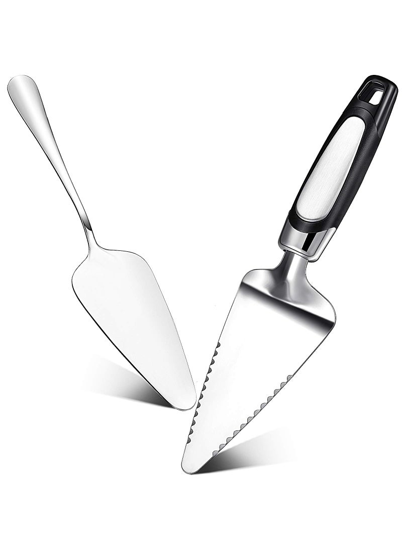 Patelai Patelai 2 Pcs Stainless Pie Servers Cake Pizza Cutters Tart Dessert Slicer Set Silvery Serving Slicer and Spatulas for Cakes Loaves Eggs and More 