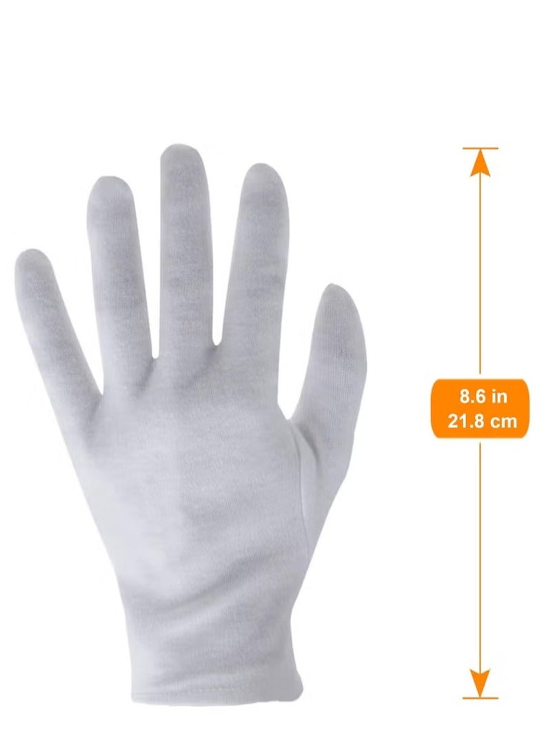 4 Pairs White Cotton Gloves ,for Dry Hands Eczema SPA Moisturizing ,Work Glove Liners for Serving Costume Inspection  - Image 2