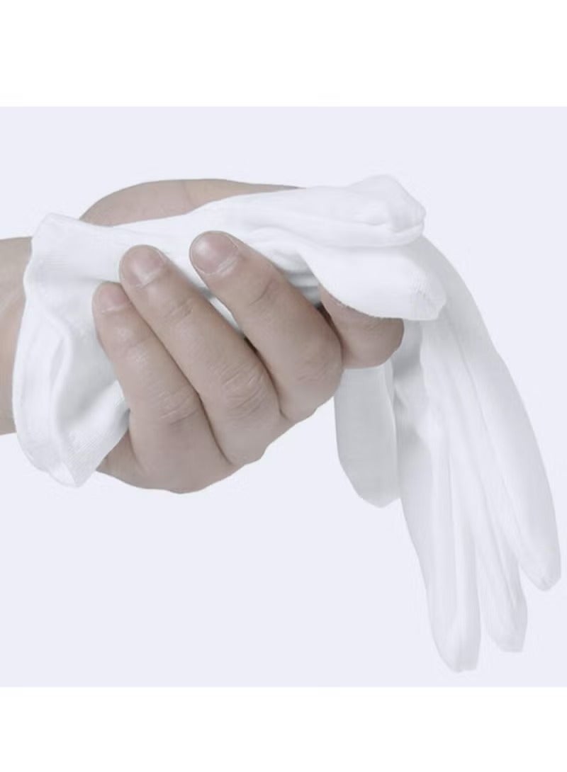 4 Pairs White Cotton Gloves ,for Dry Hands Eczema SPA Moisturizing ,Work Glove Liners for Serving Costume Inspection  - Image 3