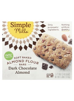 Simple Mills Simple Mills, Soft Baked Almond Flour Bars, Dark Chocolate Almond, 5 Bars, 1.19 oz (34 g) Each  - Image 1