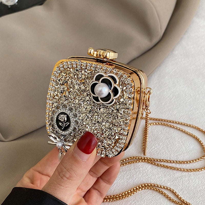 Silver Glittering Square Rhinestone Shoulder Crossbody Bag For Women Party Dating - Image 3
