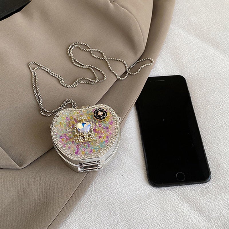Silver Glittering Square Rhinestone Shoulder Crossbody Bag For Women Party Dating - Image 4
