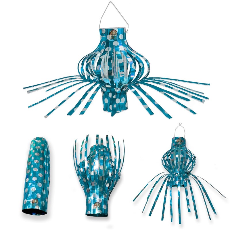 DEN DECORATION DEN DECORATION Premium Metallic Folding Paper Anar Hanging Lamp Lanterns 10 Pieces Lake Blue  - Image 1