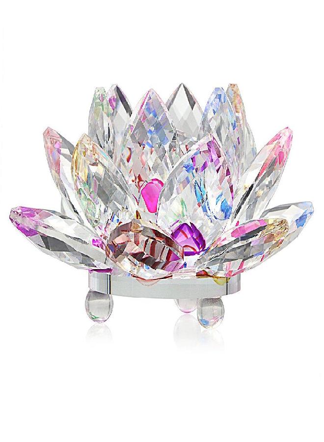 OwnMy OwnMy Sparkle Crystal Lotus Flower Hue Reflection Feng Shui Home Decor with Gift Box (3 Inch/ 80MM)  - Image 1