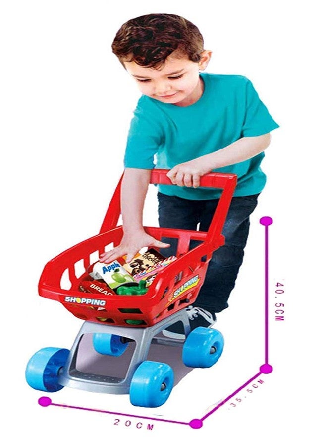 Coracy Kids Supermarket Playset - Pretend Grocery Store Checkout Counter with Cash Register, Scanner, Shopping Cart & Accessories | Multicolor Role Play Shop Toy for Boys & Girls - Image 2